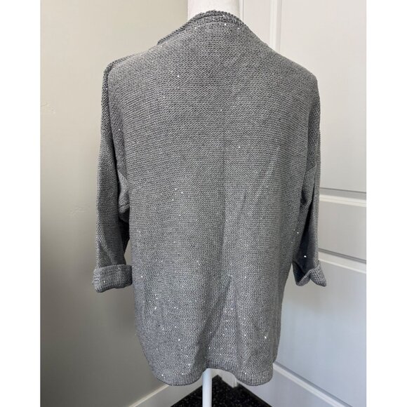 Womens DKNY Jeans Gray Sequin V-Neck Sweater Size XL NWT Comfortable Soft Light - Picture 4 of 12
